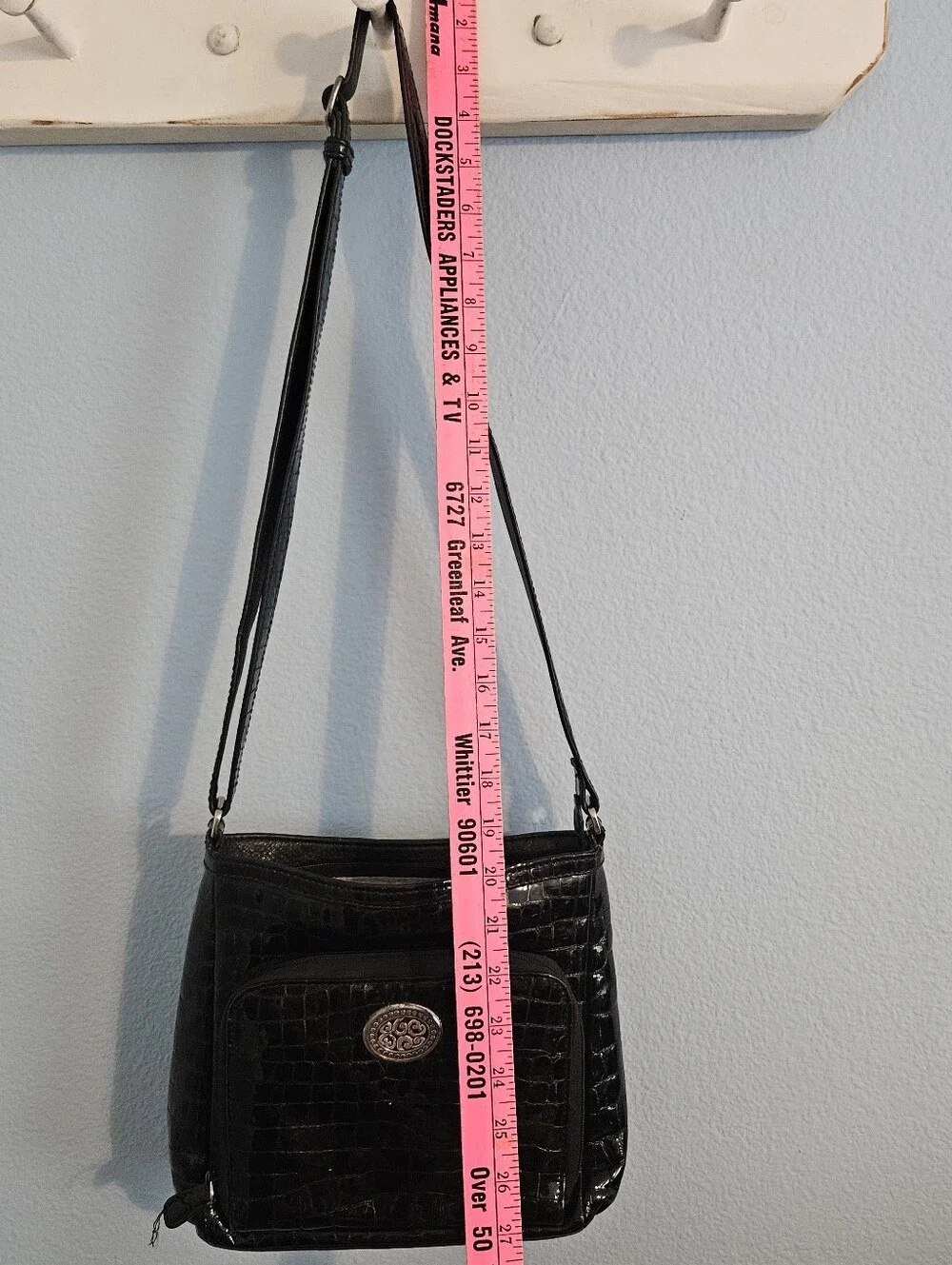 Brighton Black Croc-Embossed Crossbody Bag